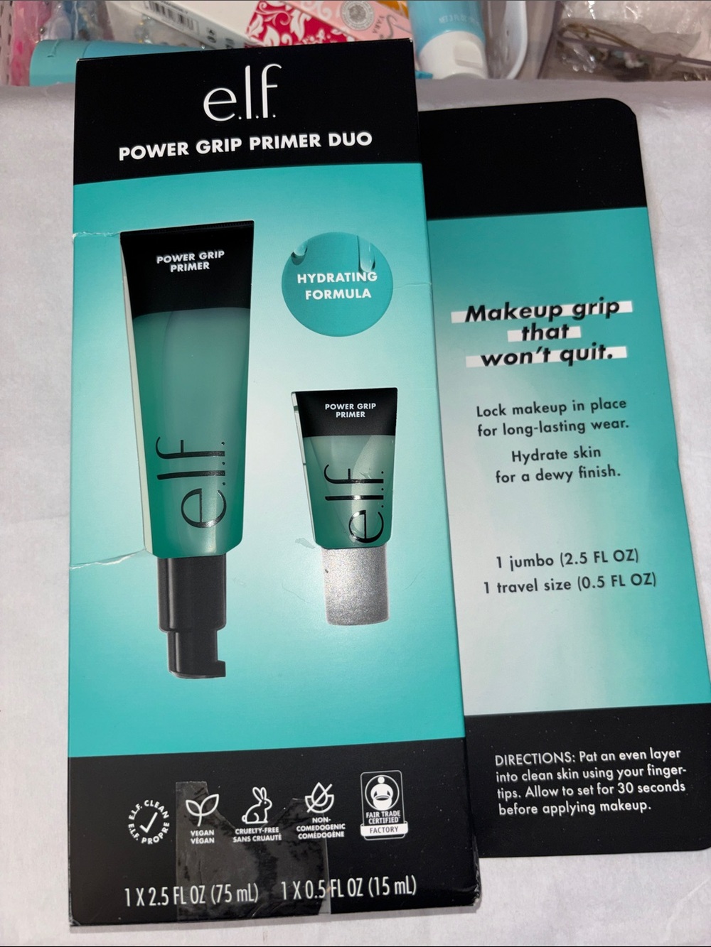 e.l.f. Power Grip Primer Duo - Teal and Black Packaging
